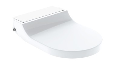 Siège adaptable pour WCdouche AquaClean Tuma Comfort avec recouvrement design en verre blanc